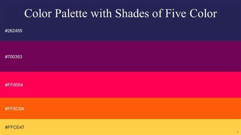 Color Palette With Five Shade Port Gore Pompadour Torch Red Blaze