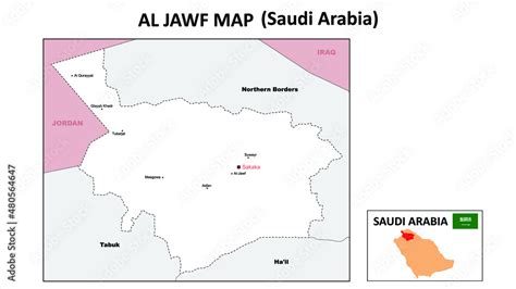 Al Jawf map. Political map of Al Jawf. Al Jawf Map of Saudi Arabia with ...