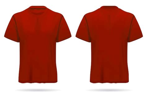 Camiseta Realista Roja Aislada Delante Y Detr S Vector Premium