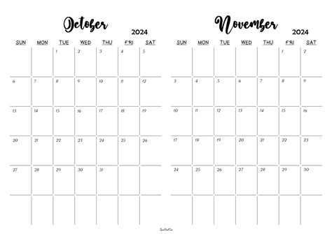 October And November 2024 Calendar Printable Word Blake Gunilla