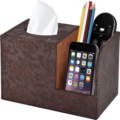 Amazon PU Leather Tissue Box Cover Square Kleenex Holder Tissue