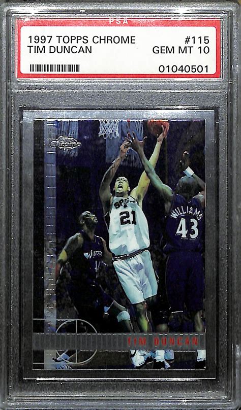 Lot Detail Topps Chrome Tim Duncan Rookie Graded Psa