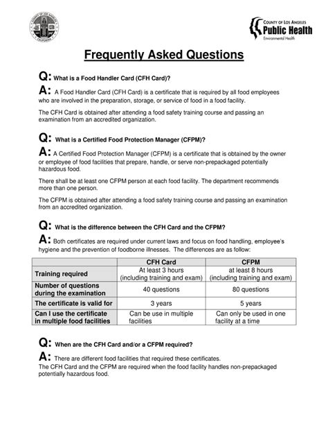 Fillable Online Publichealth Lacounty Food Handler Card Publichealth