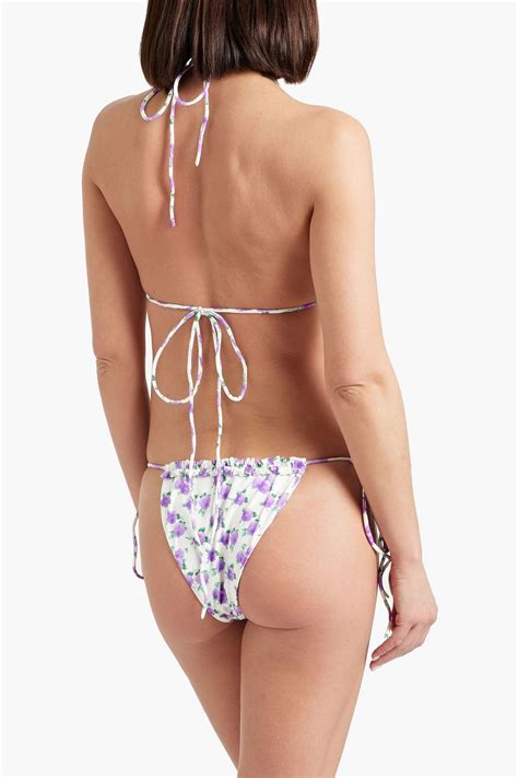 Magda Butrym Appliqu D Floral Print Triangle Bikini Top The Outnet