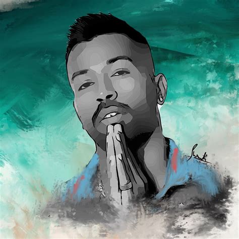 Hardik Pandya Indian Cricket Team Fan Art By Shruti Shrivastava Dark Background Wallpaper