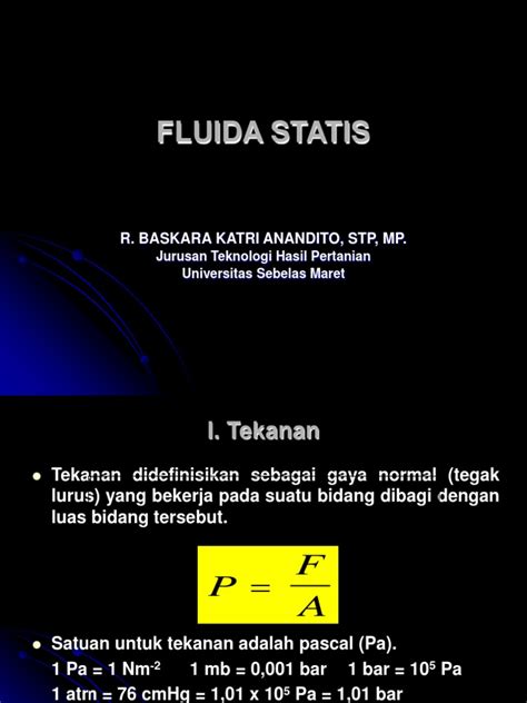 rumus dasar fluida statis