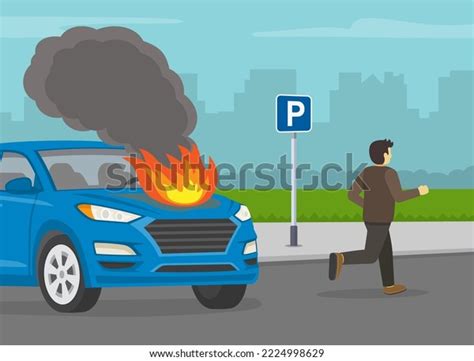 Car Fire Safety Activity Young Male Stock Vector (Royalty Free ...