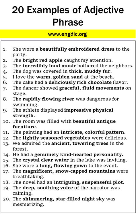 20 Examples of Adjective Phrase - EngDic