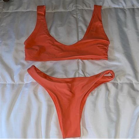 Blackbough Peach Bikini Set Depop