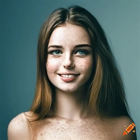 Portrait Of A Beautiful Freckled Woman With Brown Hair On Craiyon