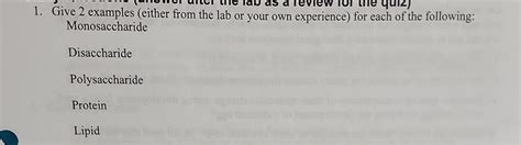 Solved 1. Give 2 examples (either from the lab or your own | Chegg.com