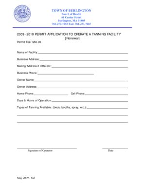 Fillable Online Burlington Permit Application To Operate A