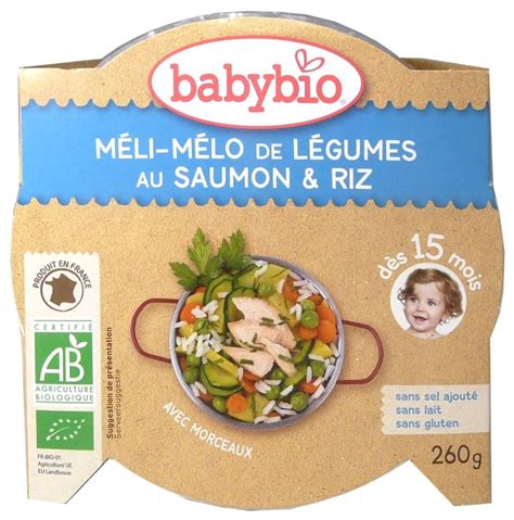 BABYBIO ASSIETTE MELI MELO LEGUMES SAUMON RIZ 260G