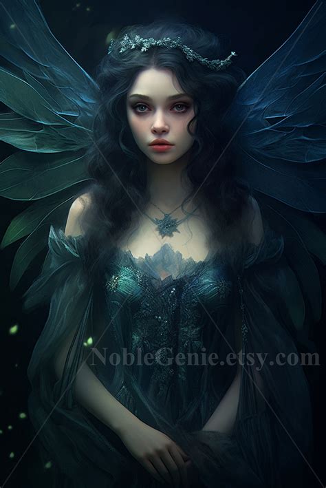 Dark Fairy Dark Angel Gothic Fantasy Evil Force Witch Halloween AI Art Print Printable Image ...