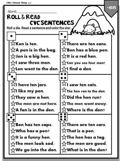 Phonics Cvc Short Vowel Roll And Read Sentences Artofit