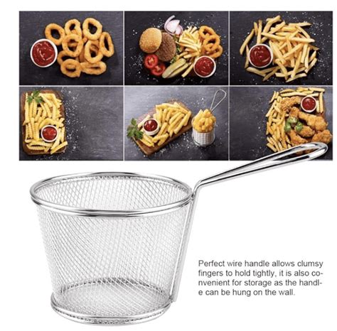 Stainless Steel Deep Fry Basket Round Wire Mesh French Chip Frying