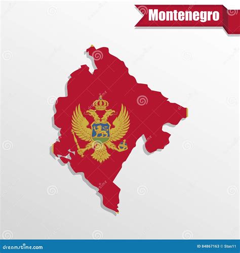 Montenegro Map With Flag Inside And Ribbon Stock Illustration