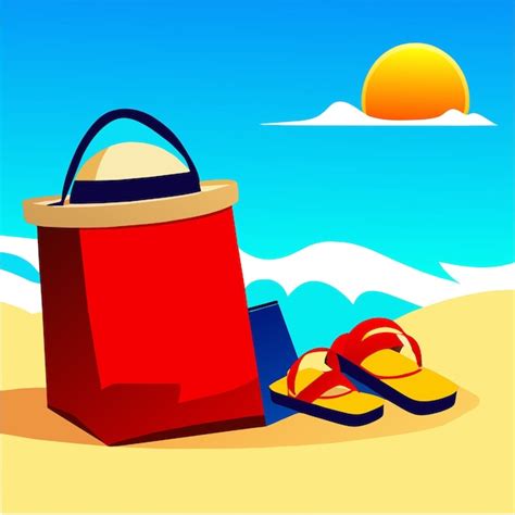 Fondo De Vacaciones De Verano Con Sombrero De Bolsa De Playa Y Chanclas