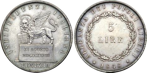 Münze 5 Lira Italian city states Silber 1848 Preis KM C185 Dav 208