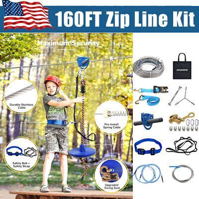 160ft Zip Line Kit, Up To 250 LbS, With Safe Spring Brake, 304 ...