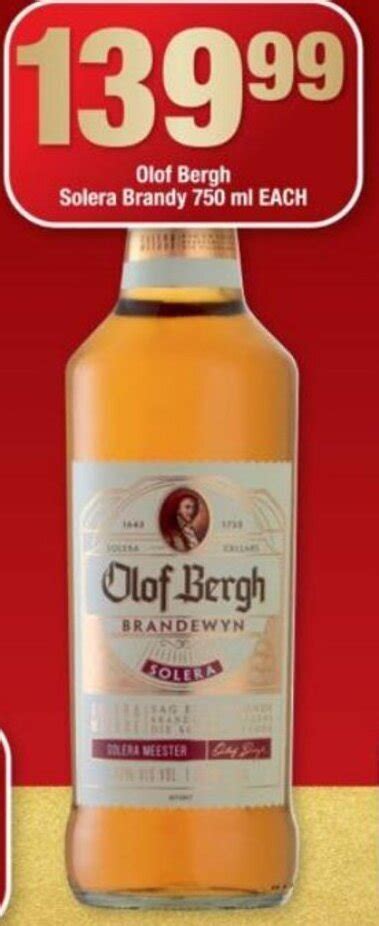 Olof Bergh Solera Brandy 750 Ml Each Offer At Ok Liquor