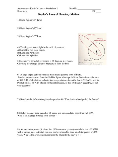 Kepler S 3rd Law Worksheet Fill Online Printable Fillable Blank Pdffiller