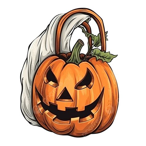 Hand Drawn Halloween Trick Or Treat Bag Pumpkin Illustration Old