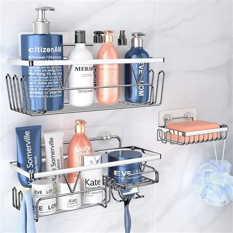 Kegii Shower Caddy Organiser With Soap Holder Shower Shelf No Drilling