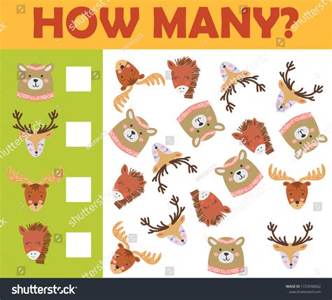 Counting Animal Games Preschool Kids Sheet Stock Vector (Royalty Free) 1723658662