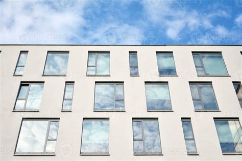 Modern office building in the city with windows and steel and aluminum