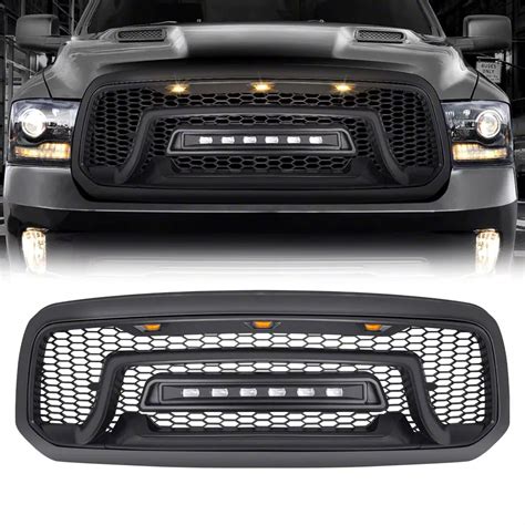 Ram 1500 Armor Upper Replacement Grille With Led Off Road Lights Black 13 18 Ram 1500