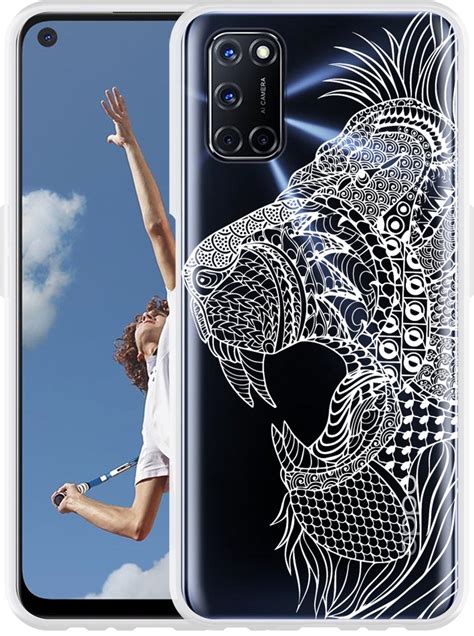 Oppo A72 Hoesje Leeuw Mandala Wit Designed By Cazy Bol