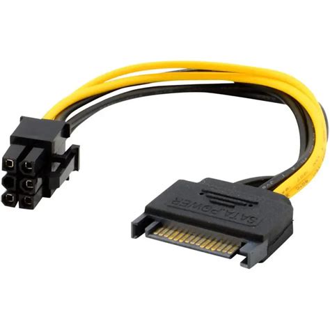 Reliable 8 inches 15pin SATA Power to 6pin PCIe PCI e PCI Express ...