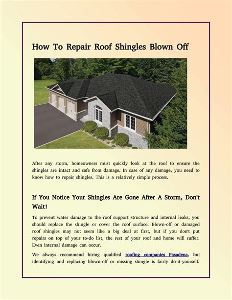 Steps To Replace Blown Off Shingles By Olympus Roofing Specialist Issuu