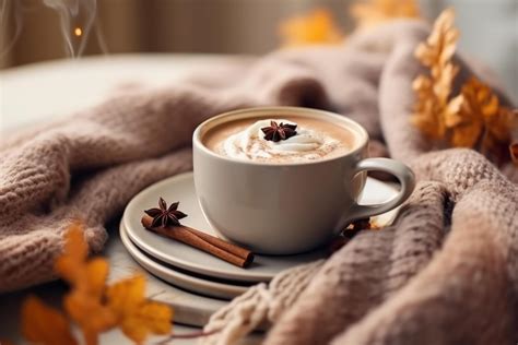 Autumn Cozy Background With Coffee Illustration Ai Generative 24661712