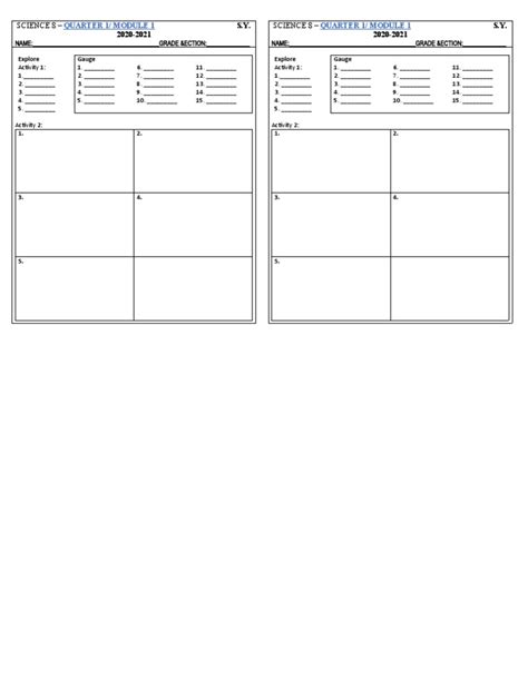 science  answer sheet