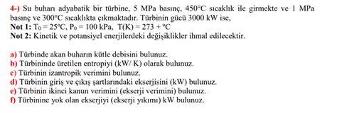 Solved 4 Water Vapor Enters An Adiabatic Turbine With A