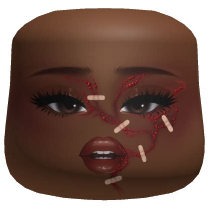 Pretty In Red Bandages Cheeks Head Brown Skin Tone Roblox