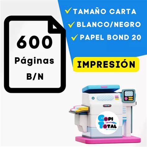 600 Impresiones Copias Blanco Y Negro Tamaño Carta MercadoLibre