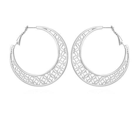 Time And Tru Women S Modern Textured Large Open Clutchless Hoops In