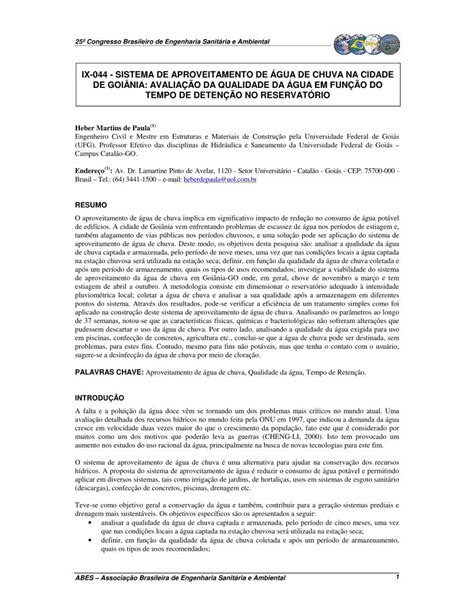 PDF SISTEMA DE APROVEITAMENTO DE ÁGUA DE CHUVA NA CIDADE DE GOIÂNIA