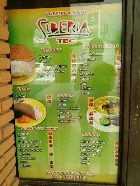 Carta Del Restaurante Siberia Tec Monterrey C Del Abril Jes S