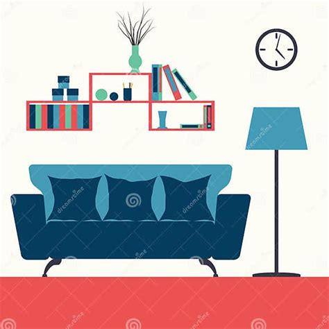 Living Room Interior With Furniture Stock Vector Illustration Of Bookshelf Living 51671209