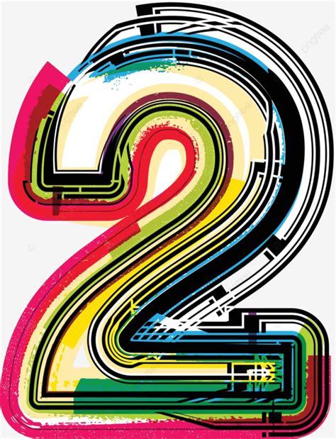 Colorful Grunge Number 2 Illustration Graffiti Pencil Vector ...