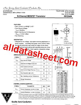 IRFZ44N Datasheet(PDF) - New Jersey Semi-Conductor Products, Inc.