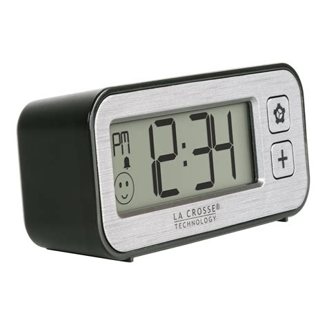 La Crosse Technology Digital Quartz Tabletop Clock with Alarm in Silver ...