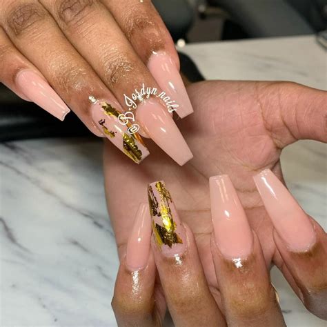 Best Nude Nails With Gold Flakes Designs Nail Designs Daily