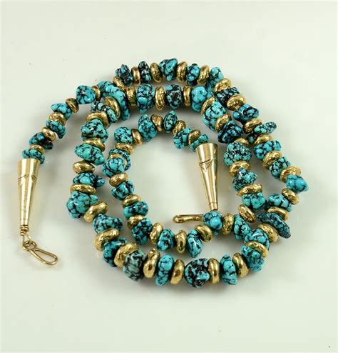 Gold And Turquoise Necklace By Ed Aguilar Hoel S Indian Shop