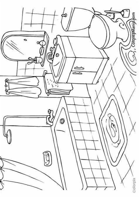 Colorear Cuarto de baño El baño dibujo para colorear gratis