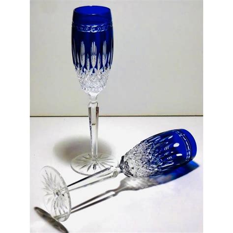 Waterford Crystal Clarendon Cobalt Blue Champagne Flutes Sold As Set Of 2 Chairish